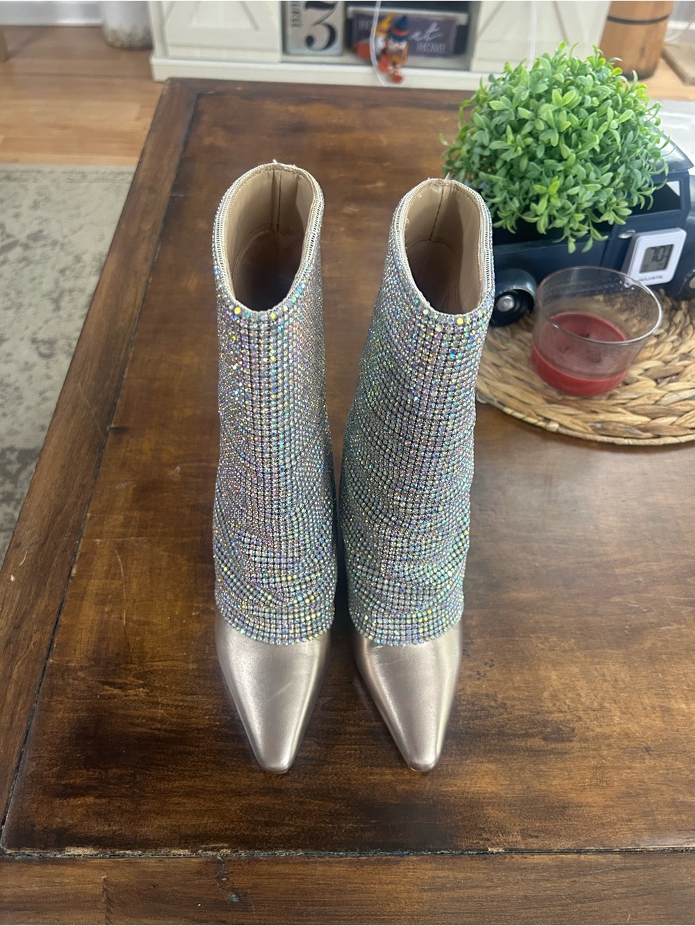 steve madden sliver rhinestone boot - Silver